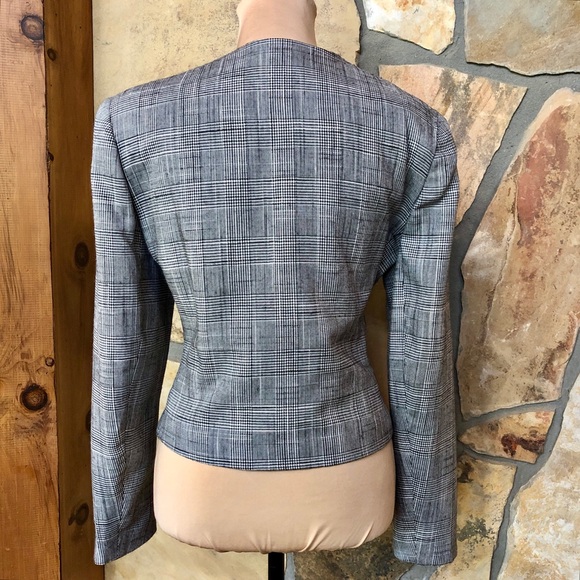 Vintage Glen Plaid Fitted Cropped Lined Blazer (11/12) - Picture 5 of 16